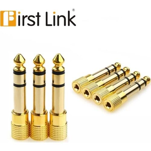 1/4 inch to 3.5 mm stereo headphone adapter, suitable for audio connector cable, 3.5 mm (1/8 inch) female to 6.35 mm