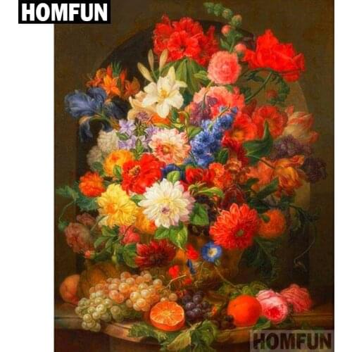 HOMFUN Full Square/Round Drill 5D DIY Diamond Painting "Colored flowers" Embroidery Cross Stitch 5D Home Decor Gift A06094