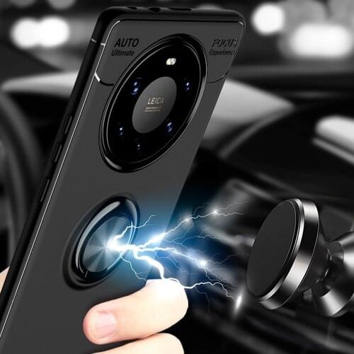 Car Magnetic magnet Case For Huawei Mate 40 Pro Pro+ Plus Ring Holder Finger Grip Soft TPU Cover