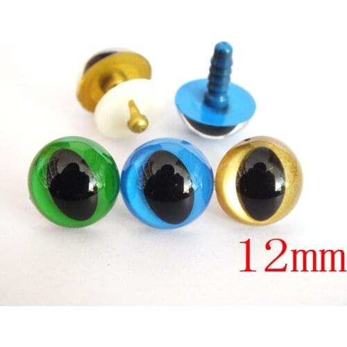 Free Shipping!!60pcs Mixed colors 12mm arrvial toy cat eyes plastic safety eyes beads for doll accessories--Each color 20 PCS