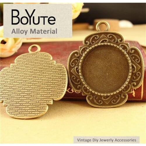 BoYuTe (30 Pieces/Lot) 20MM Cabochon Base Vintage Accessories Parts Material Antique Bronze Blank Pendant for Jewelry Components