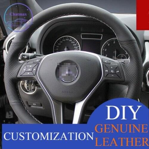 For Benz B180 Custom Made Car DIY Hand Sewing Steering Wheel Cover Black Top leather anti-slip design all season