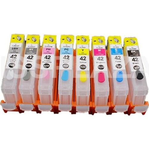 CISSPLAZA 1set/8pcs CLI-42 Series Refillable Ink Cartridge with permanent chip compatible For CANON Pro100 PRO 100 printer