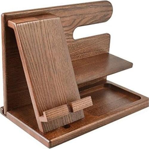 Wood Phone Docking Station Ash Key Holder Wallet Stand Watch Organizer Men Gift Graduation Male Travel Idea Gadgets