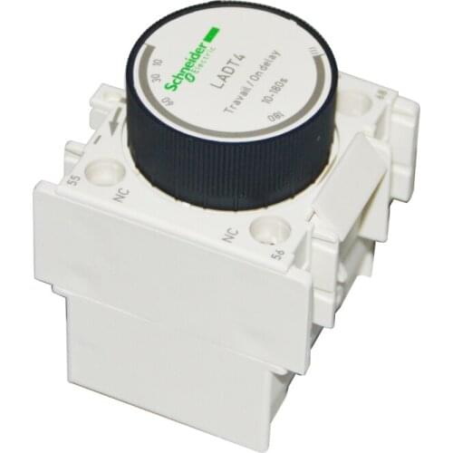 Delayed auxiliary contact module, power-on delay, 10…180 seconds, one normally open and one normally closed screw clamp terminal