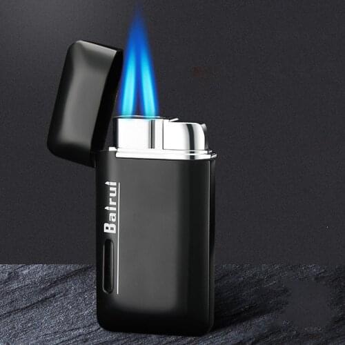 Dual Torch Lighter Metal Injector Metal Gas Lighter Visible Gas Capacity Cigar Tube Powerful Windbreak Gadget