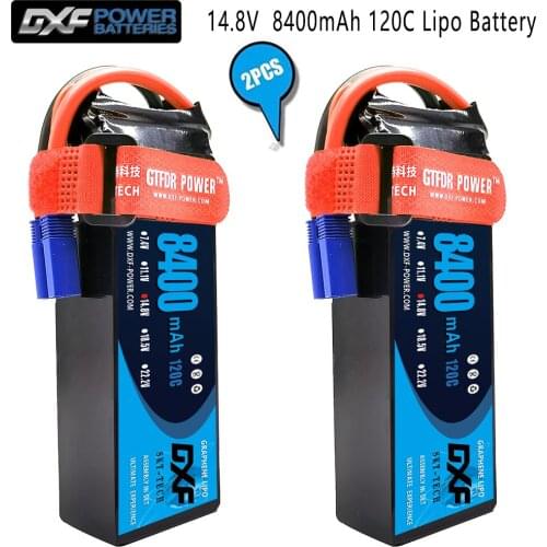 DXF 2PCS Lipo Battery 2S 3S 4S 7.4V 11.1V 14.8V 5200mAh 8000mAh 8400mAh 100C 200C 110C 220C 120C 240C for 1/8 1/10 Buggy car