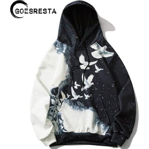Goesresta 2020 Streetwear Dove Astronaut Hoodies Men Casual Pullover Hip Hop Sweatshirt Autumn Men Hooded Sweatshirt Oversized