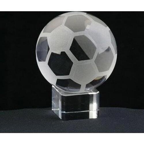 Hot selling 10pcs/lot 60*60*60mm Crystal Crafts Glass Football Base Figurines Sports Gifts For Home Wedding Decoration Supplies