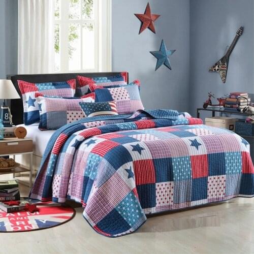 Pentagram Printed Cotton Quilted Blanket Coverlet Plaid Spring Summer Summer Quilt Bed Cover Bedspreads Soft Patchwork Comforter