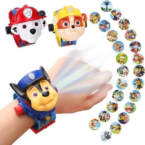 Paw patrol Toy Digital Watch Projection 24 Style Cartoon patterns Time Clock Action patrulla Canina Toy Children Birthday Gift