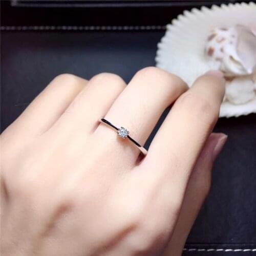 LeeChee Moissanite ring real 925 sterling silver fine jewelry for young girl 0.1CT 3mm VVS1 birthday gift round cut tail ring