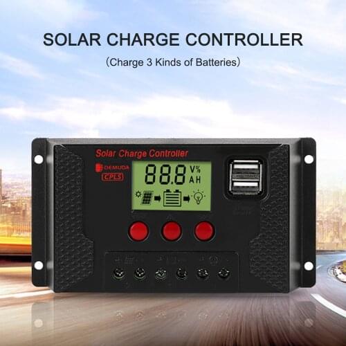 Solar Panel Controller 12 V/24V Adjustable LCD Display Solar Panel Regulator with Dual USB Port For Camping Lantern Solar Light