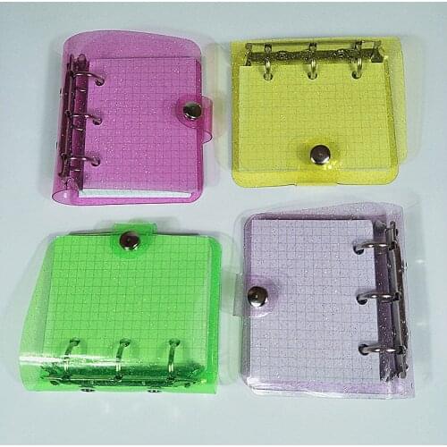 Colorful Transparent Glitter Mini 3 Ring Binder Diary Journal Notebook Hand Book Kawaii Stationery Scrapbooking School Supplies
