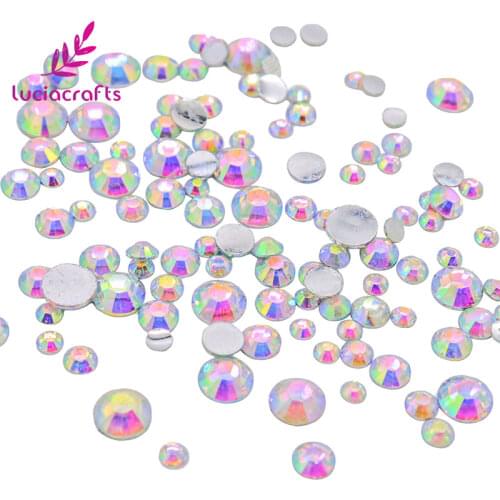 Lucia crafts 400pcs 2mm-6mm Mixed AB Resin Crystal Round Flatback Rhinestones G0207