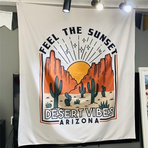 Sunset Tapestry Wall Hippie Cactus Desert Vibes Landscape Room Decor Bedroom Carpet Hanging Wall Tapestries Beach Shawl Yoga Mat