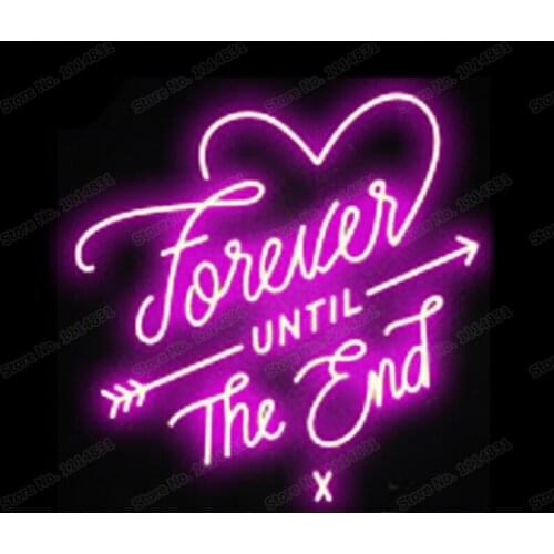 Pink Heart Love Forever Until The End Neon Sign Handmade Real Glass Tube Bedroom Home Decoration Gift Display Neon Signs 20"X24"