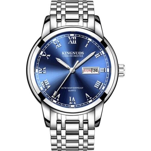 2019 new hot sale double calendar men watch stainless steel boy clock genuine male watch business non-mechanical mens watches