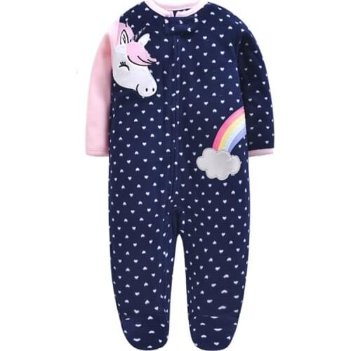 2021 New Fashion Unicornio Baby Girl Clothes Soft Fleece Kids Romper Pajamas Newborn Infant Girl Boys Clothes Baby Clothing