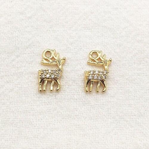 New Arrival! 12x7mm 50pcs 18kgp gold color Copper Cubic Zirconia Charm for Handmade Necklace Earring DIY Parts Jewelry Findings