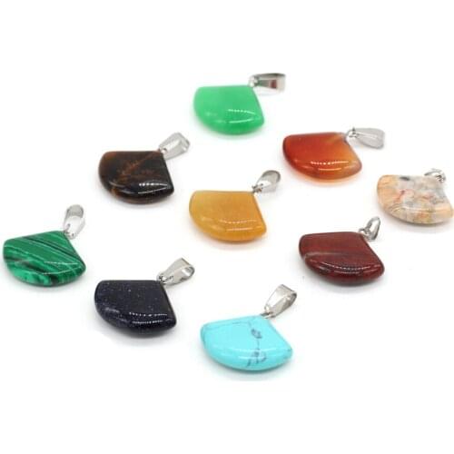 Natural Semi Precious Stone Pendant sector Used for making DIY necklaces Package sale 20x23mm