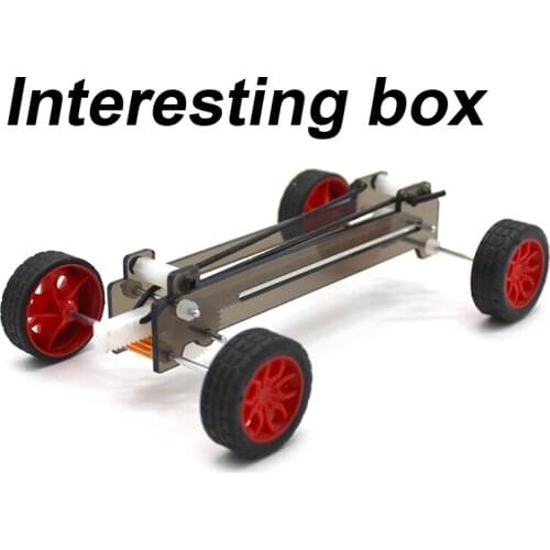 Rubber band Car No.2 gear drive pull car DIY technology small manufacturing elastic dynamic science experiment