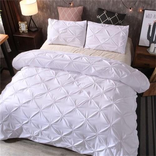 Luxury Solid Color Bedding Set Simple Pleated Plaid Bedding Collection Queen King Size 2/3 Comforter Cover Pillowcase