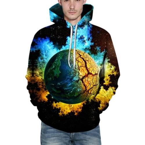 S-6XL Hoodies Sweatshirts Men/Women 3D Broken planet Printed Sweatshirt Pullover Streetwear Male Hooded Tops Hoody Outerwear