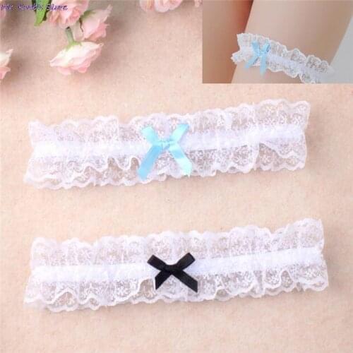 Sexy Fashion Cosplay Party Blue Garter Bow Lace Floral Elastic Leg Loop Wedding Garter Bridal Accessories