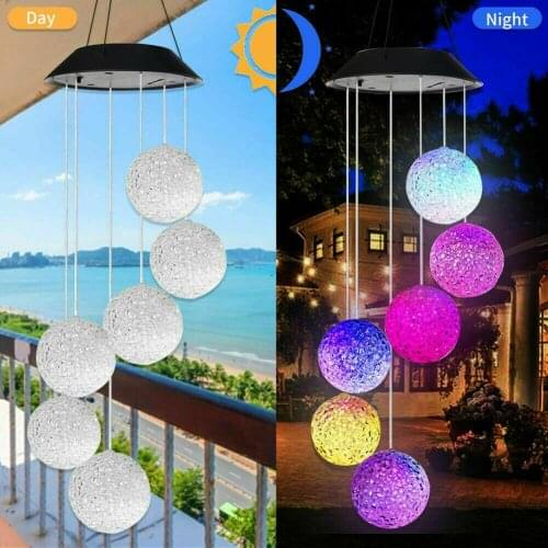 LED Wind Solar Lights For Garden Decor Color Changing Wind Chime Outdoor Solar Christmas Windbell Light Solar Powered Dropship