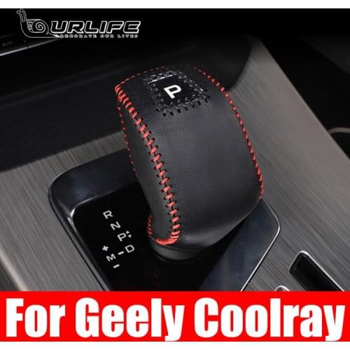 Interior Car Gear Shift Collars for Geely SX11 2019 2020 2021 Coolray Cover 1 PCS PU Leather Cover Stickers