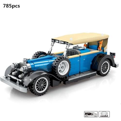 High-Tech Retro Vintage Car KB-V12 Building Blocks Creator Expert MOC Model Sets Bricks DIY Education Toys For Children Gifts