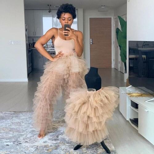 Mother Daughter Tulle Pants Custom Made Women Maxi Long Ruffled Tulle Pant Kid Skirt Mommy & Me Sexy Sheer Tulle Pants Plus Size