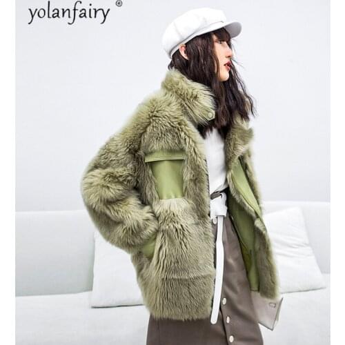 Natural Sheep Fur Coat Women Real Fur Jacket Genuine Leather Double-faced Fur Luxury Sheep Shearling Winter Coat Women PC-27WW