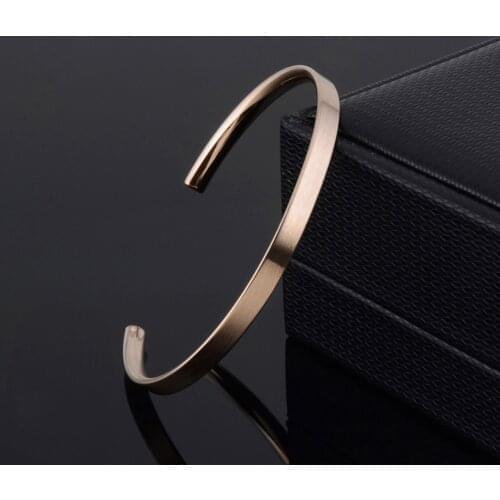 1Pcs New Delicate 4mm Thin Charm Open Cuff Bangles Stainless Steel Elegant Gold Black Rose Gold Men Women Quality Bracelets Gift
