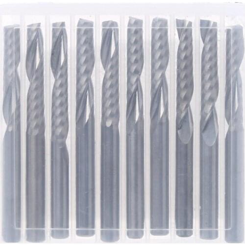 10 Pcs 4mm Shank Single Flute Carbide Spiral End Mill Cutter Router Bits 22mm CEL