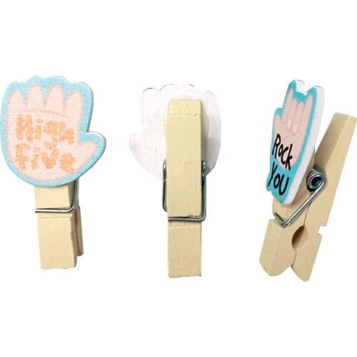 10pcs/lot New Creative Gesture English Clip set Mini Wooden Clips For Photo Clips Clothespin Craft Decoration Clips Pegs