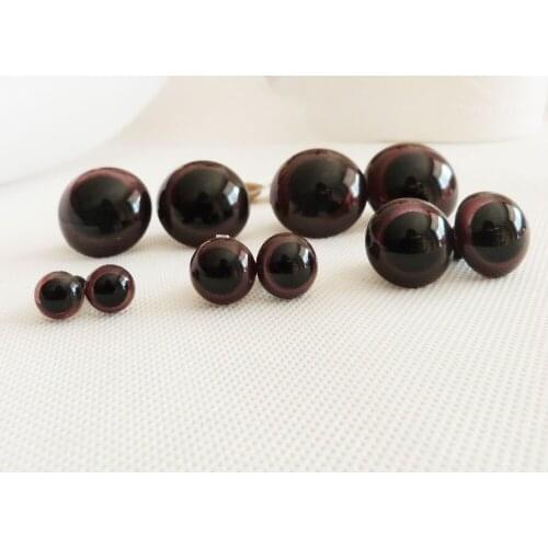 100pcs/lot--10mm/12mm/14mm/16mm/18mm plastic safety brown round toy eyes with white hard washer size option