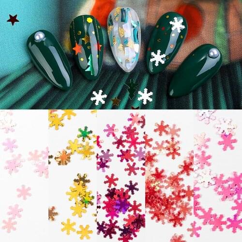 12 Grids/Set nail supplies manicure New Year Snowflake holographic glitter nail art decorations decals sequines decals nails acc