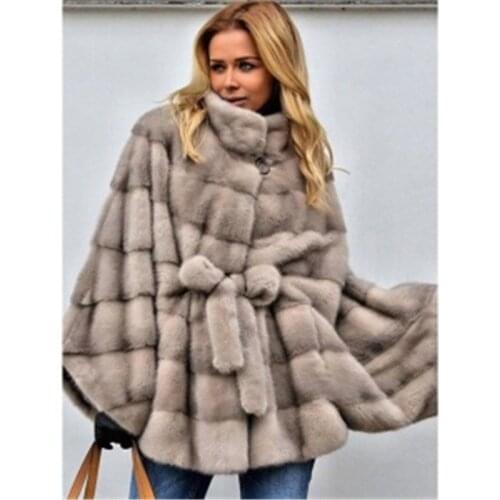 2021 Elegant Belt Faux Fox Fur Coat Women Winter Fashion Medium Long Artifical Fox Fur Coat Lady Warm Fake Fox Fur Cloak Coats