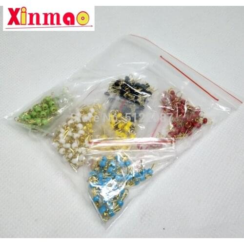 300PCS Six colors*50 PCB Board Test Beads Points Gold Plated Ceramic Loop Circuit Test Needle Test Ring White Black Red Blue