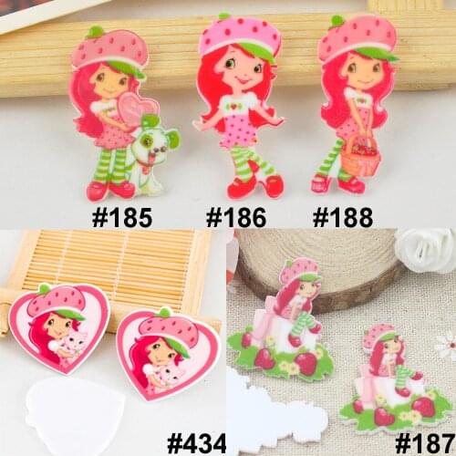 50pcs Mixed Lovely Cartoon Strawberry Girl Flatback Resin Varied Planar Resin Cabochon DIY Craft For Home Decoration Accessories