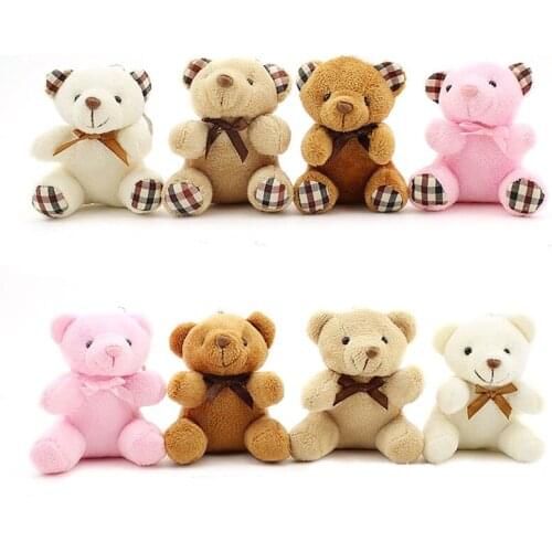 8CM Teddy Bear Cute Plush Toys Bag Keychain Car Key Holder for Pendant Doll Kids Toys Stuffed Animals Fluffy Bear Toy