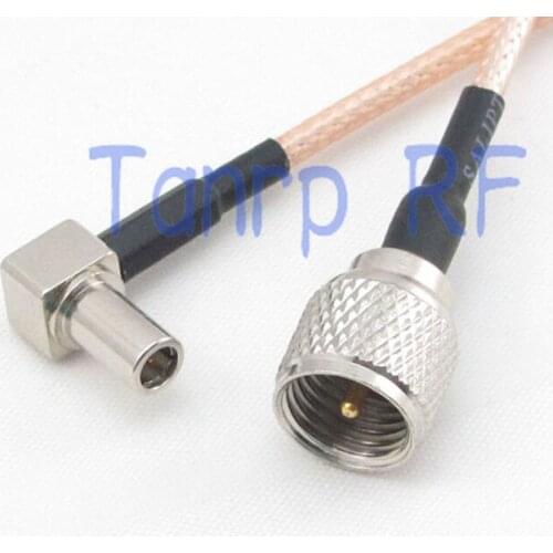 8in mini UHF male plug to MS147 male right angle RF adapter connector 20CM Pigtail coaxial jumper cable RG316 extension cord