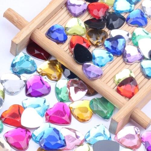 Heart Shape Acrylic Rhinestones Flat Back Flat Facets Many Sizes Many Colors For 3D Nail Art DIY Wedding Accessories Decorations