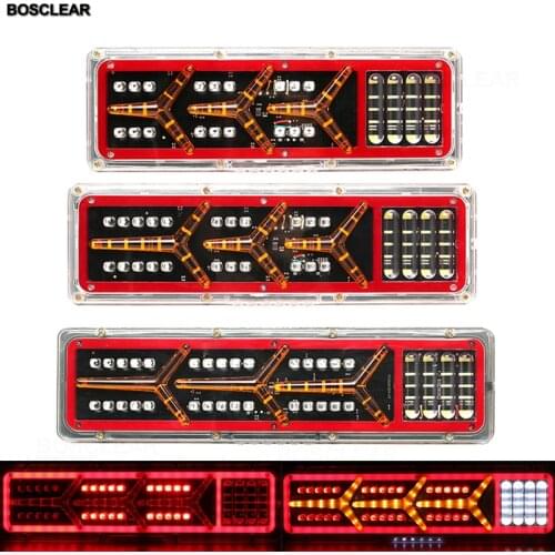 2pcs 24v Car Truck Rear Taillight Led Trailer Taillights Waterproof Flow Steering Brake Reversing Traffic Turn Signal Fog Lamp