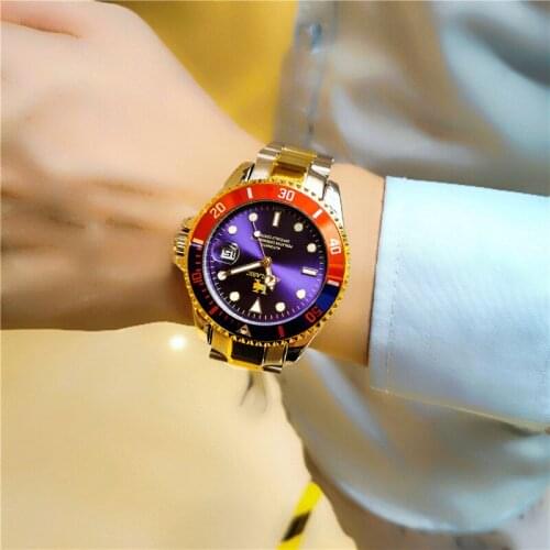 JOJOZ Augulas genuine green water ghost automatic mechanical watch hollow full luminous solid steel band watch mens waterproof