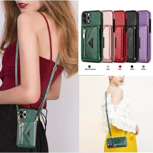 Card Wallet Crossbody Phone bag leather case for iphone 12 11 pro max case XS MAX 6 7 8 Plus 12mini X XR cover NOTE20 S21 ultra