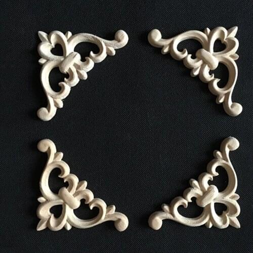 Wooden Corner Appliques Home Furnishing Decoration Door Cabinet Bed Decorative Decals Wood Applique Miniatures Figurines Crafts