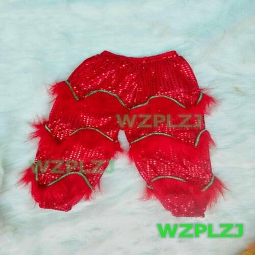 Chinese Dance Lion Pants Fur Children Kid Boy Girl School Stage Costume Kung Fu Performance Dancing Clothing Pants